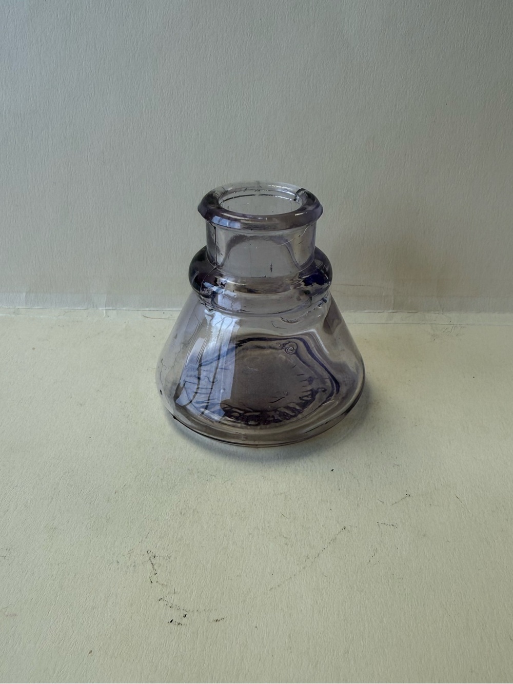 Antique c~1800s Smoky Purple Amethyst Tint Ink Well Bottle.
